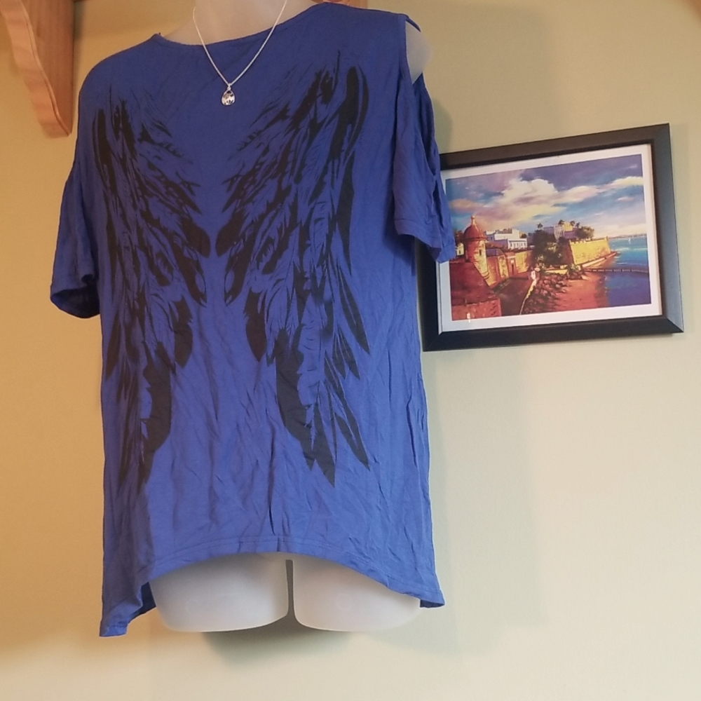 Blue cold shoulder Summer Shirt